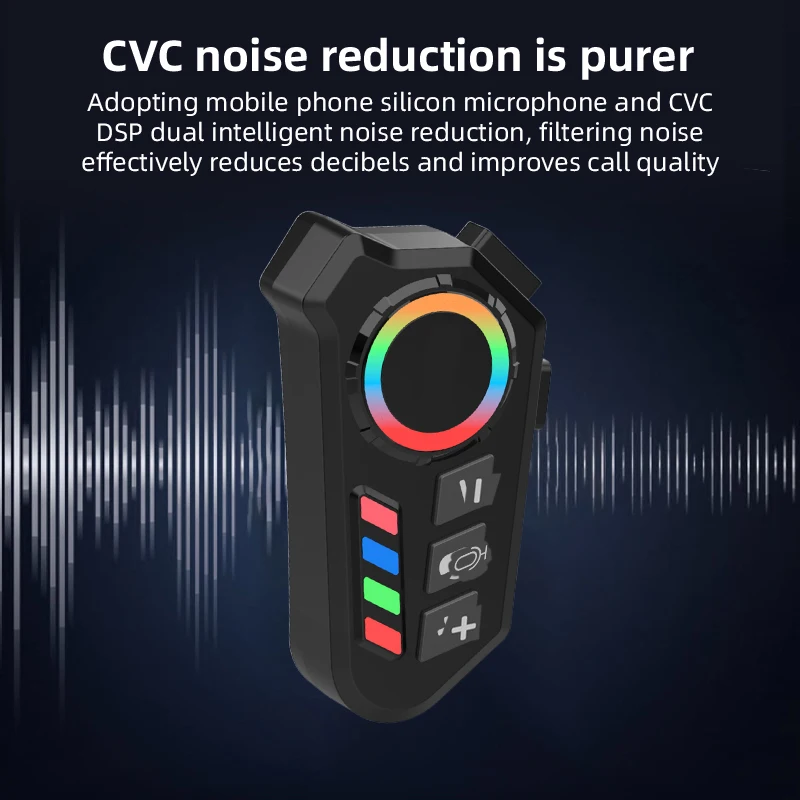 Motorcycle Helmet Bluetooth Headset V5.4 Noise Cancelling Intercom For 2 Riders Long Range 10km Earphones With 40H Usage Time