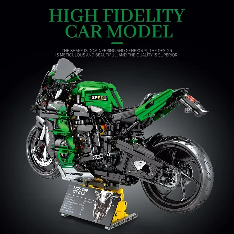 Creative Assembly H2-SX Motorcycle Building Block Toy Model Ornament City Racing Motorcycle Desktop Decoration Display Toy Gift
