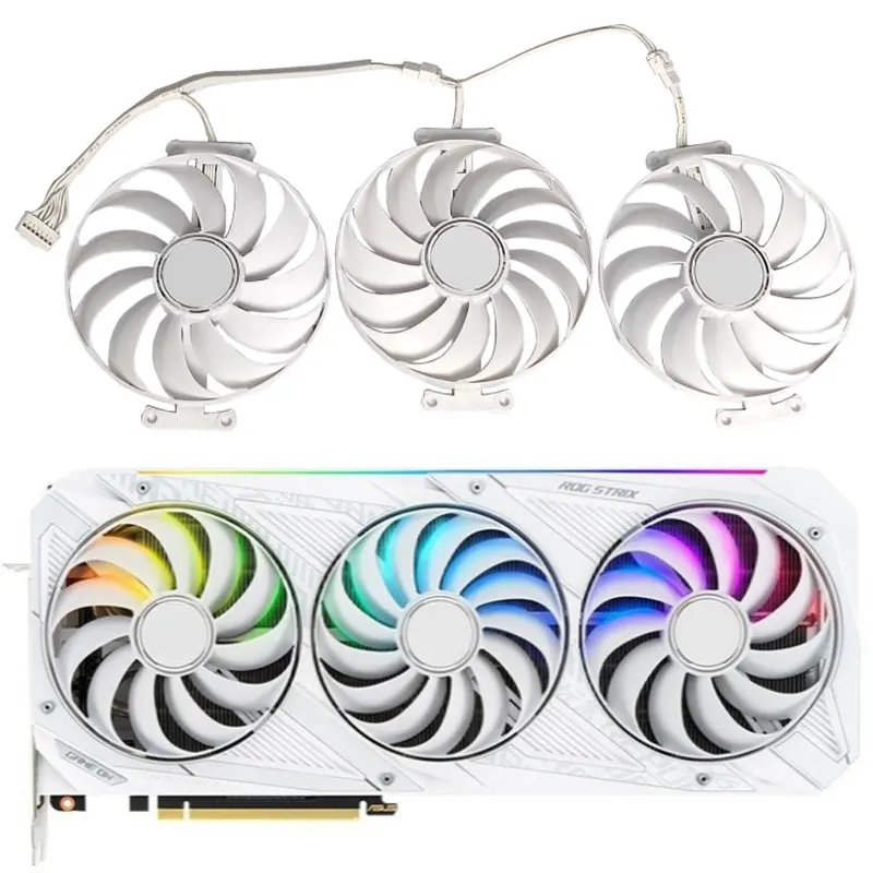 ASUS-ventilador de GPU para Gaming, 95MM, 7 pines, CF1010U12S, ROG RTX3090, 3080, 3070, 3070, para ASUS ROG Strix RTX 3080, 3090 Ti, White OC Edition