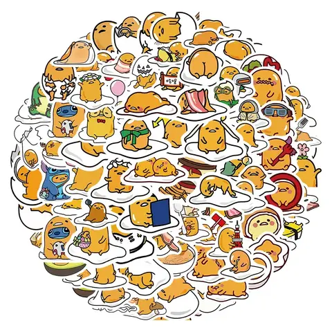 100PCS 헬멧 자전거 손 계정 연필 케이스 데칼에 대 한 귀여운 만화 Gudetama 방수 낙서 스티커 LanLanStickersWorld