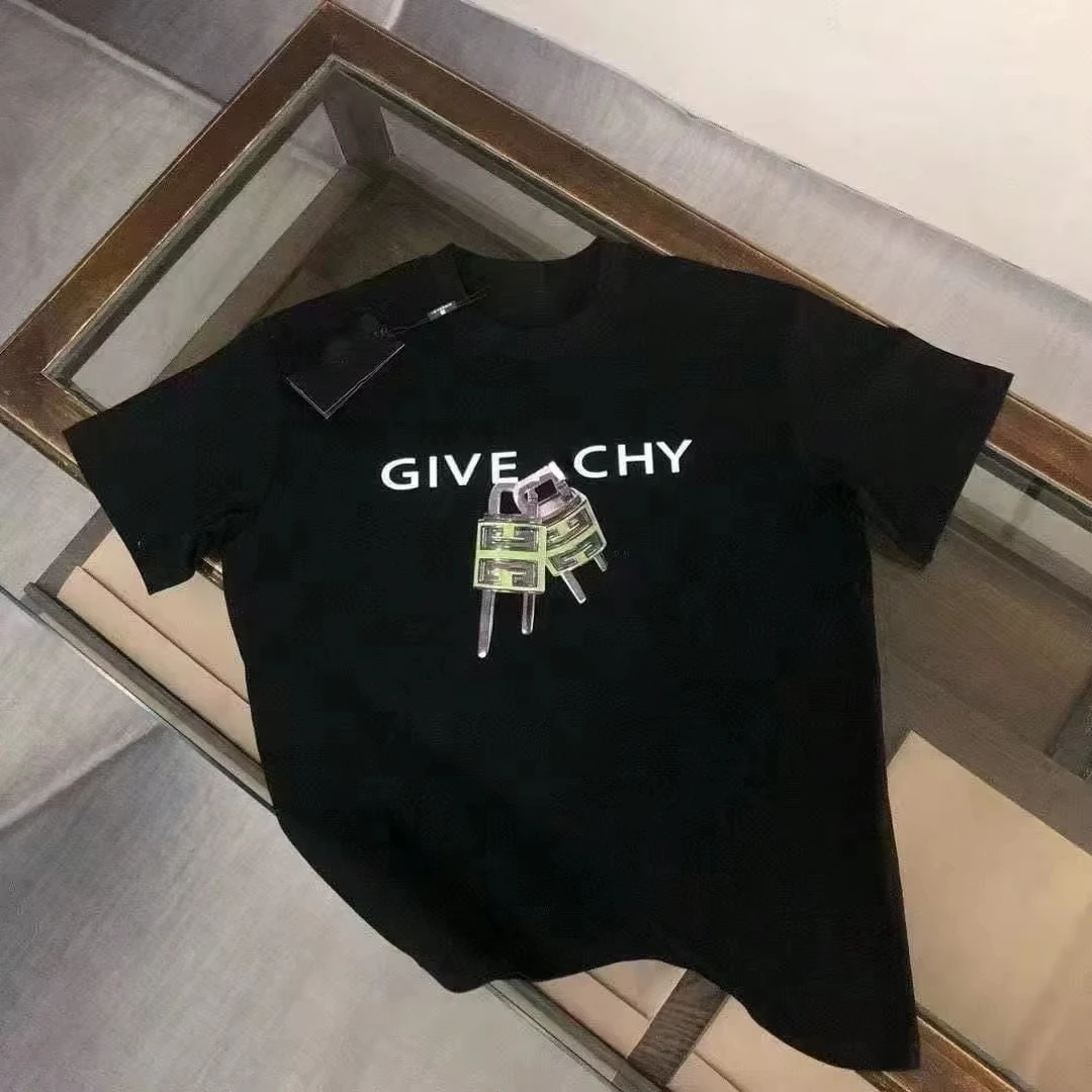

LZJSHOP2025gicechy Новая летняя повседневная футболка унисекс с коротким рукавом, круглым вырезом, принтом и надписью в стиле люкс