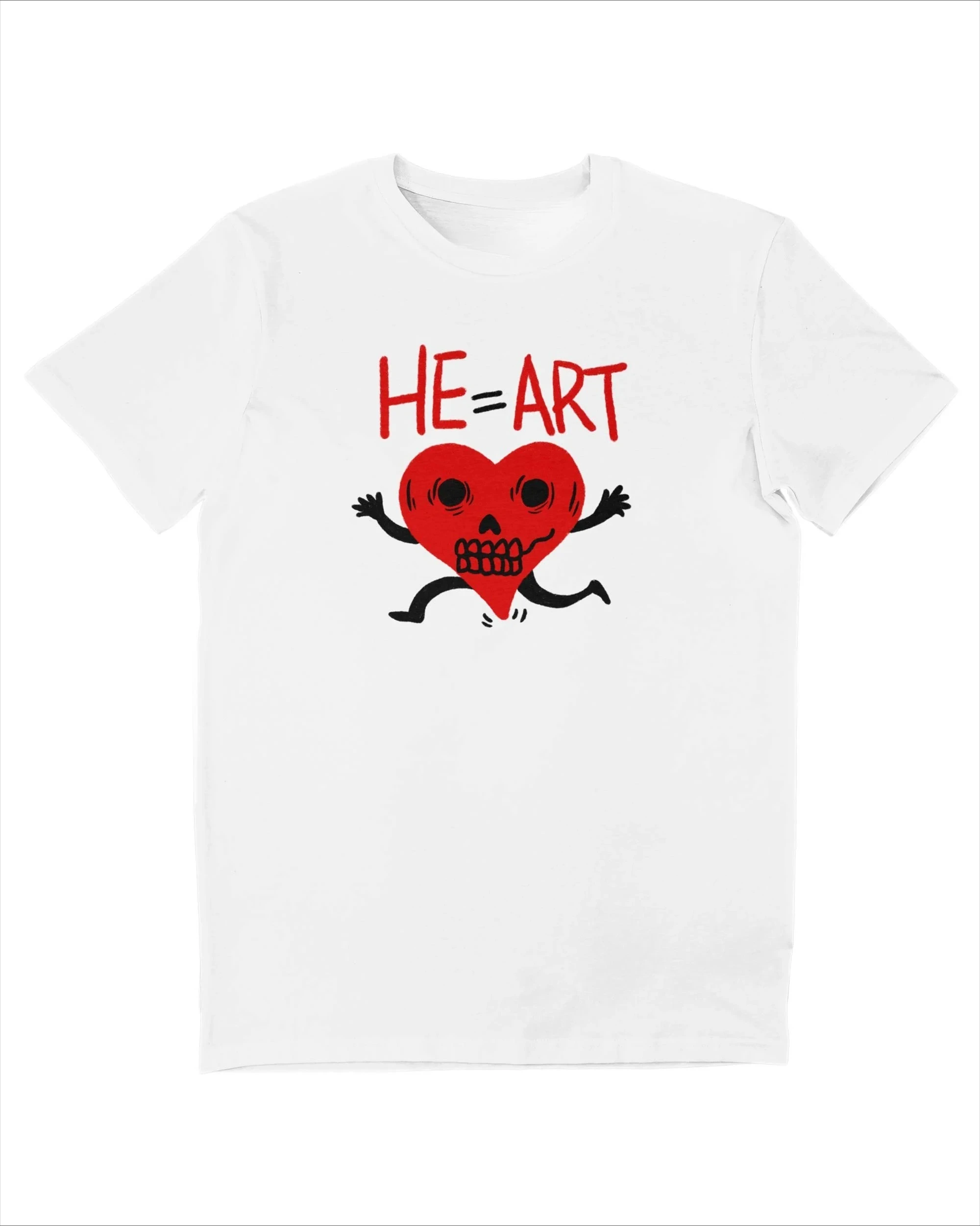 

He-Art Bonhomme Forme Coeur Et Christmas De Mort Открытый графический принт Летние элитные брендовые хлопковые мужские и женские футболки