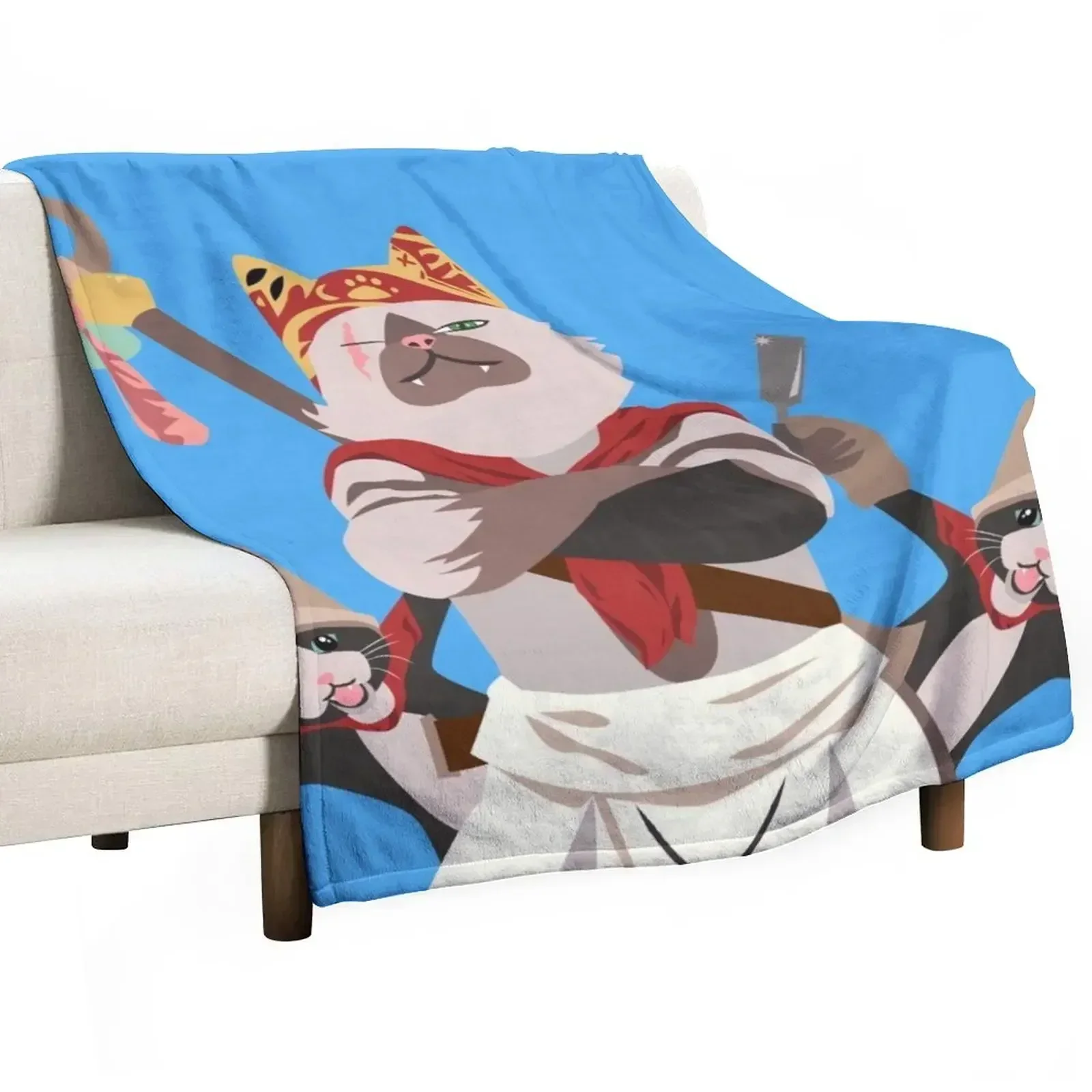 

Meowscular Chef and his crew Throw Blanket manga Thermal Summer Beddings Blankets