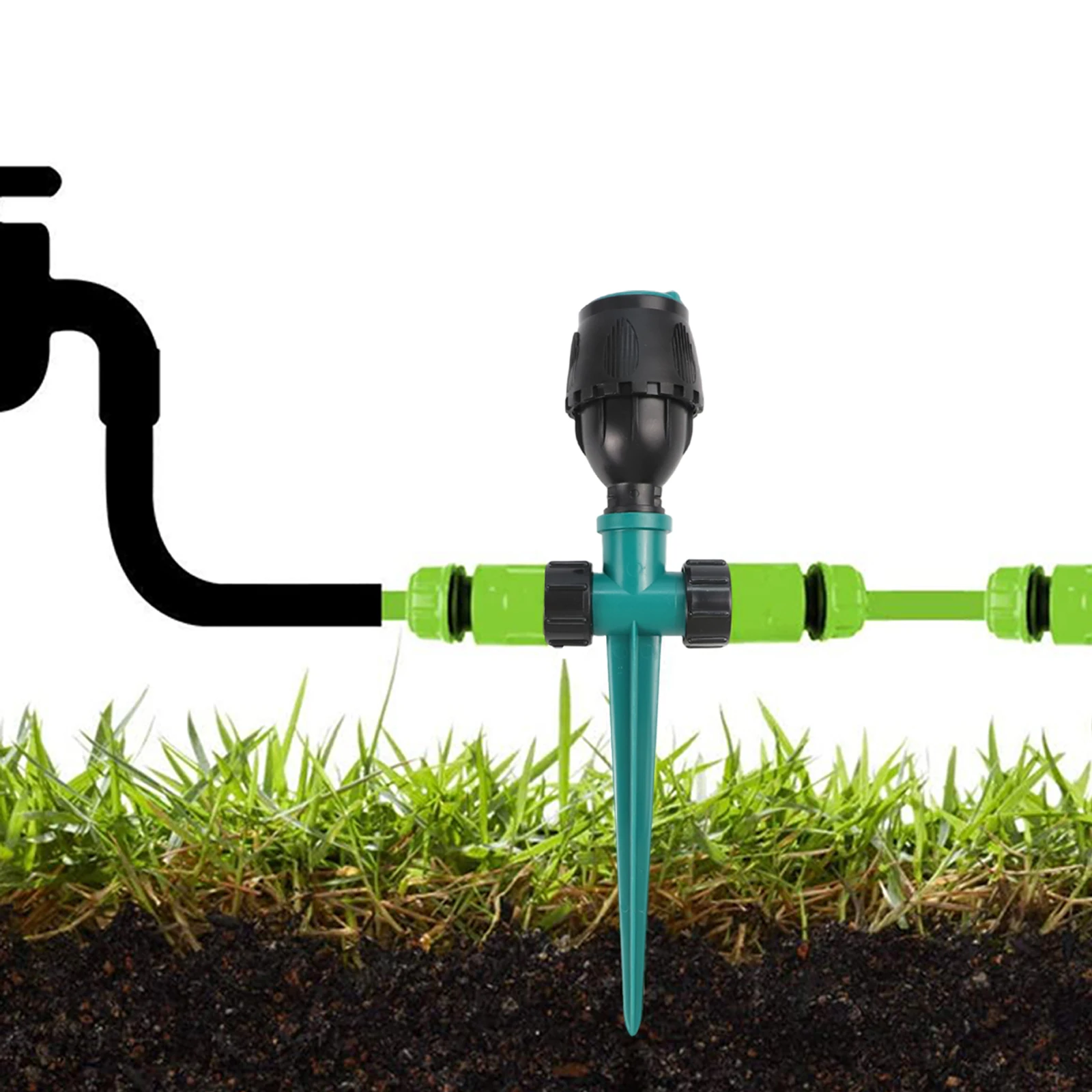 Garden Sprinkler with For 360 Degree Rotating Spray and Spike Fixing for Stable Lawn Irrigation and Water Distribution