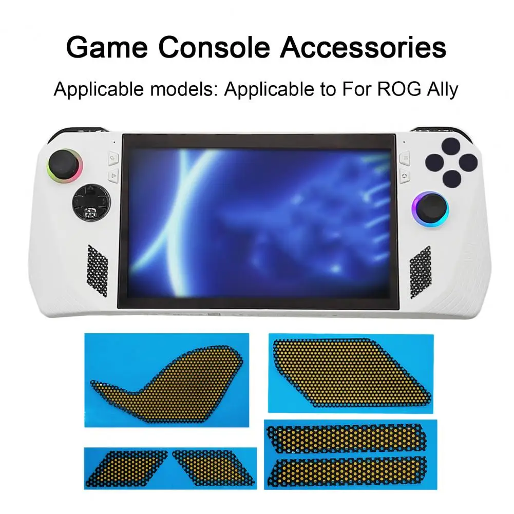 เคสป้องกัน6ชิ้นผ้าคลุมตาข่ายกันฝุ่นสำหรับเครื่องเล่นเกมแผ่นกรองแบบมีกาวในตัวมีความเหนียวทนทานสำหรับ ROG