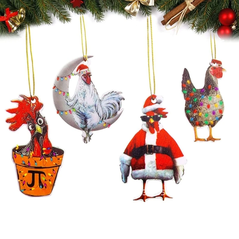 สร้างสรรค์ตลกเครื่องประดับคริสต์มาส Holiday Party ตกแต่งบ้านไก่แขวนจี้เด็ก Room Home Party Dropship