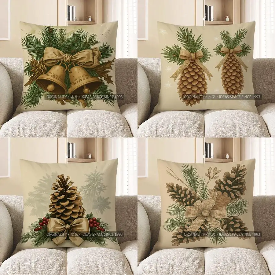

Домашний декор, рождественские колокольчики и наволочка из сосны, чехол для подушки с рисунком, подходит для дивана, спальни, автомобиля, наволочки