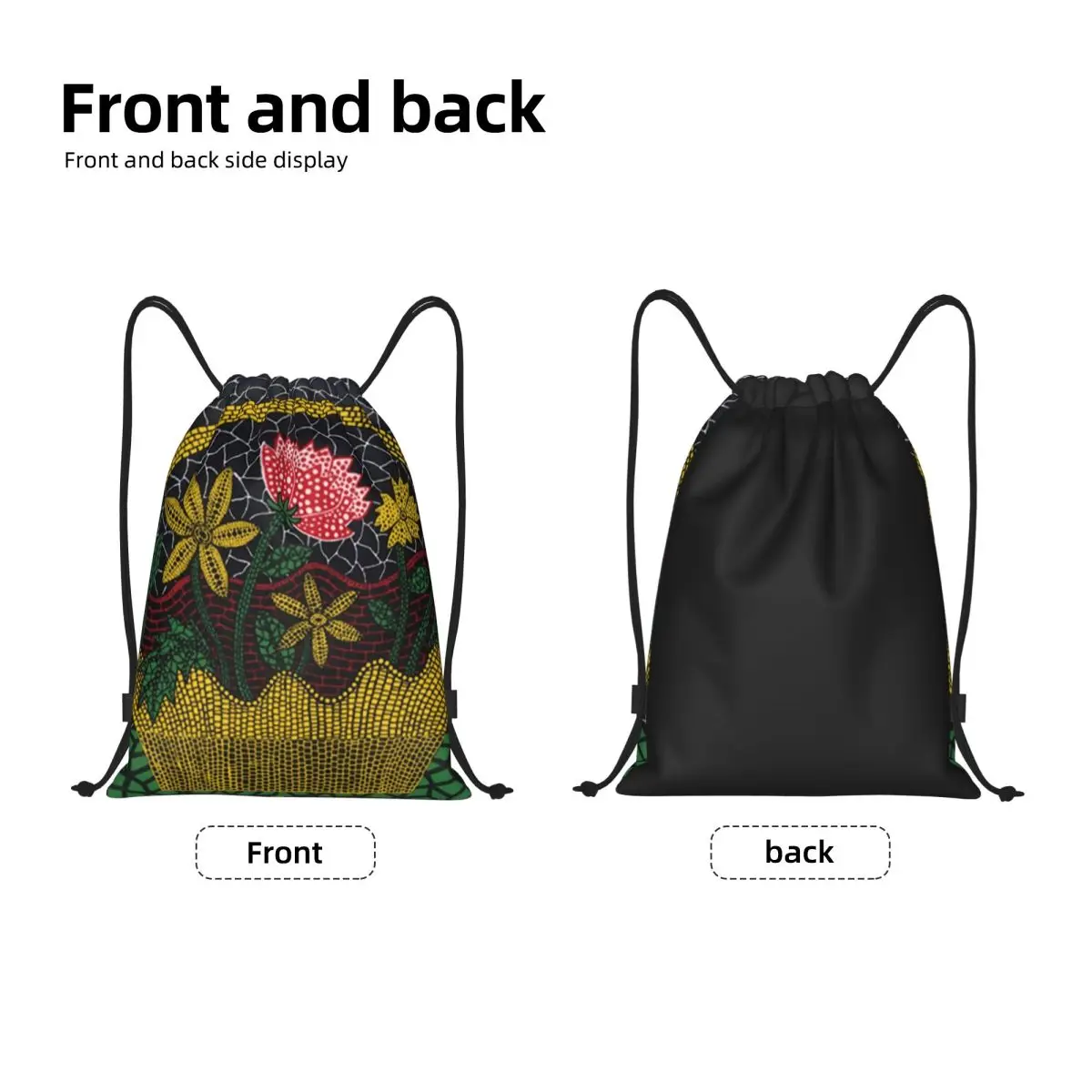 Custom Yayoi Kusama Drawstring Bag Men Women Lightweight Plants In The Basket Sports Gym Storage Backpack