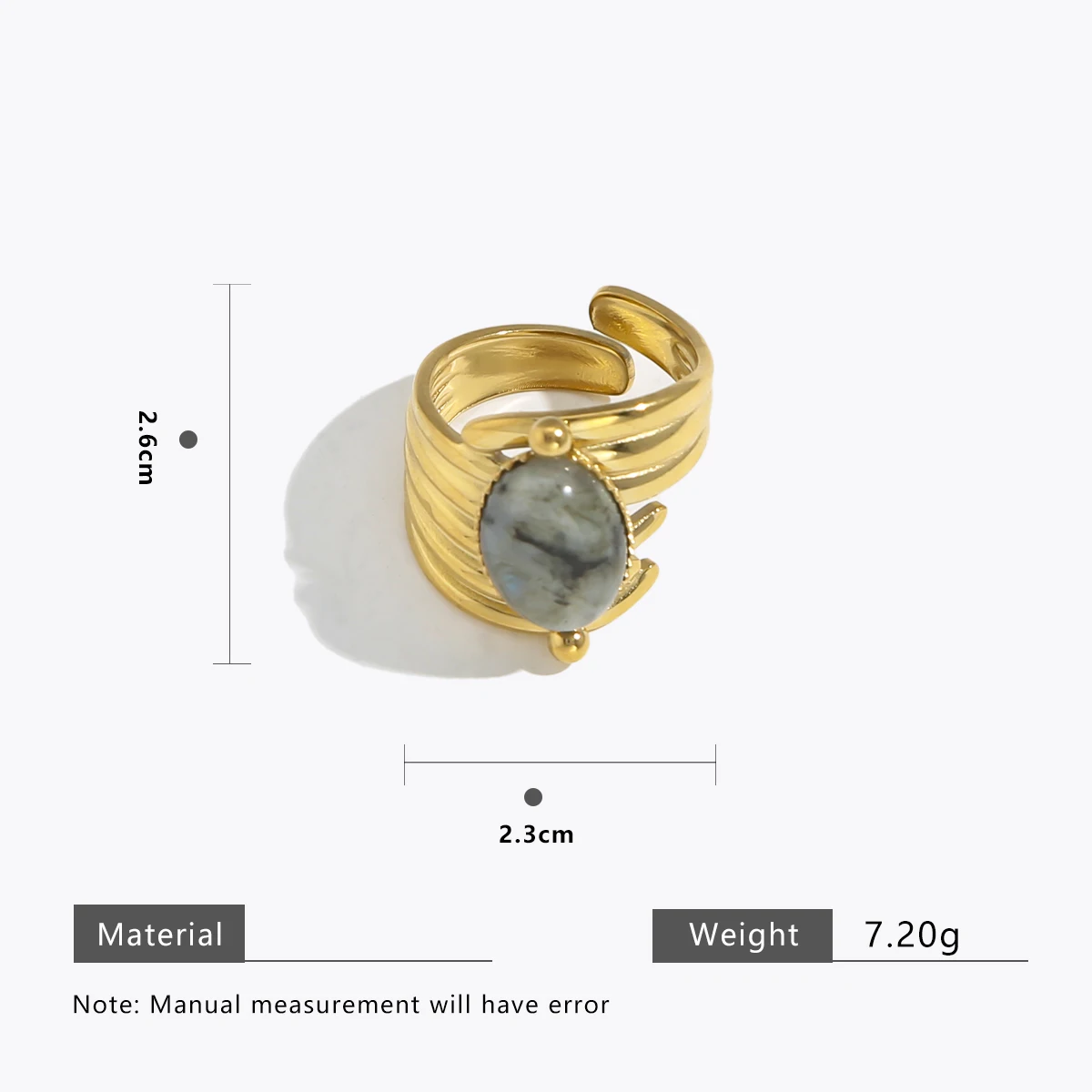 SOVOB 18K مطلية بالذهب قابل للتعديل عين النمر خواتم للنساء واسعة مخرمة الفرقة تصميم الحد الأدنى قطعة أنيقة صنع المجوهرات #6