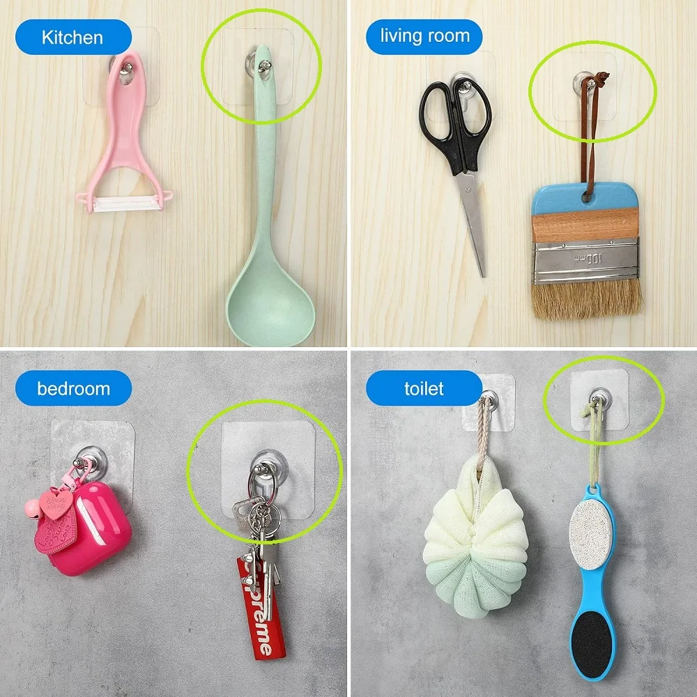Selbstklebende Schraubenaufkleber-Wandhaken zum Aufhängen, klebrige Haken, wiederverwendbarer nahtloser Haken für Badezimmer, Küche, 5 Stück – Detail 4
