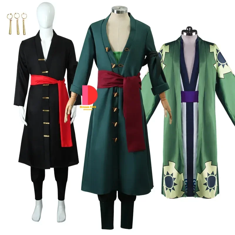 

Hot Anime Roronoa Zoro Cosplay Costume Uniform Green Budget-Friendly Roronoa Exclusive Design Halloween Men Clothes Photo-Ready