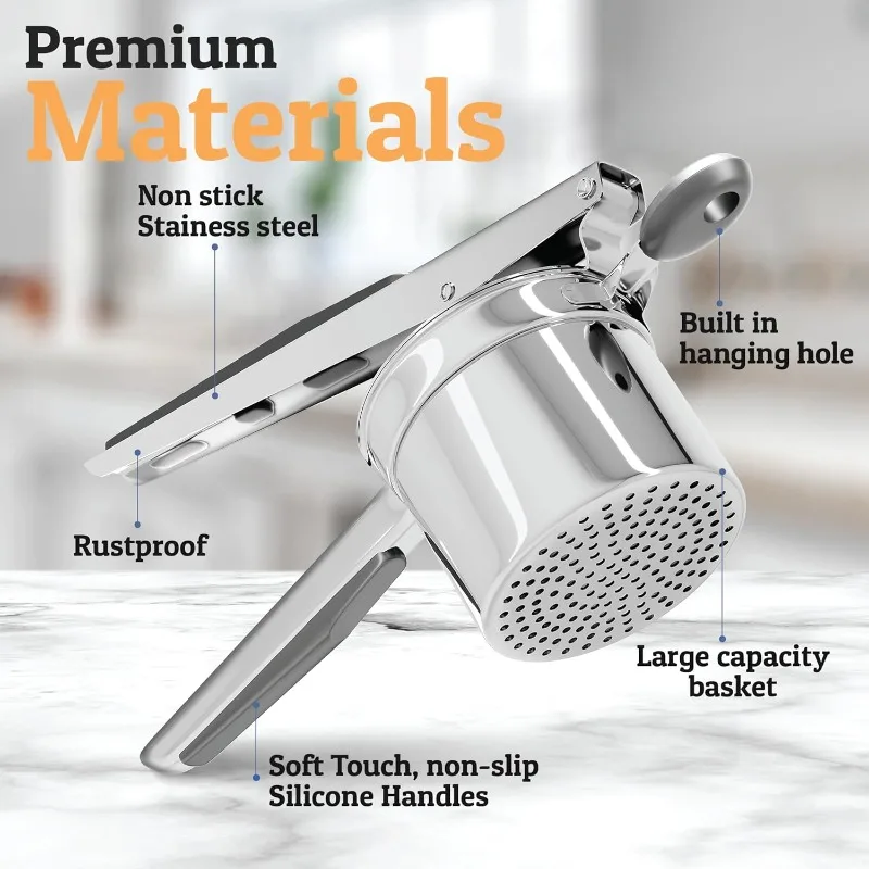 

Пресс для картофеля и Ricer из нержавеющей стали и многофункциональные кухонные инструменты с силиконовой ручкой и сменным шасси