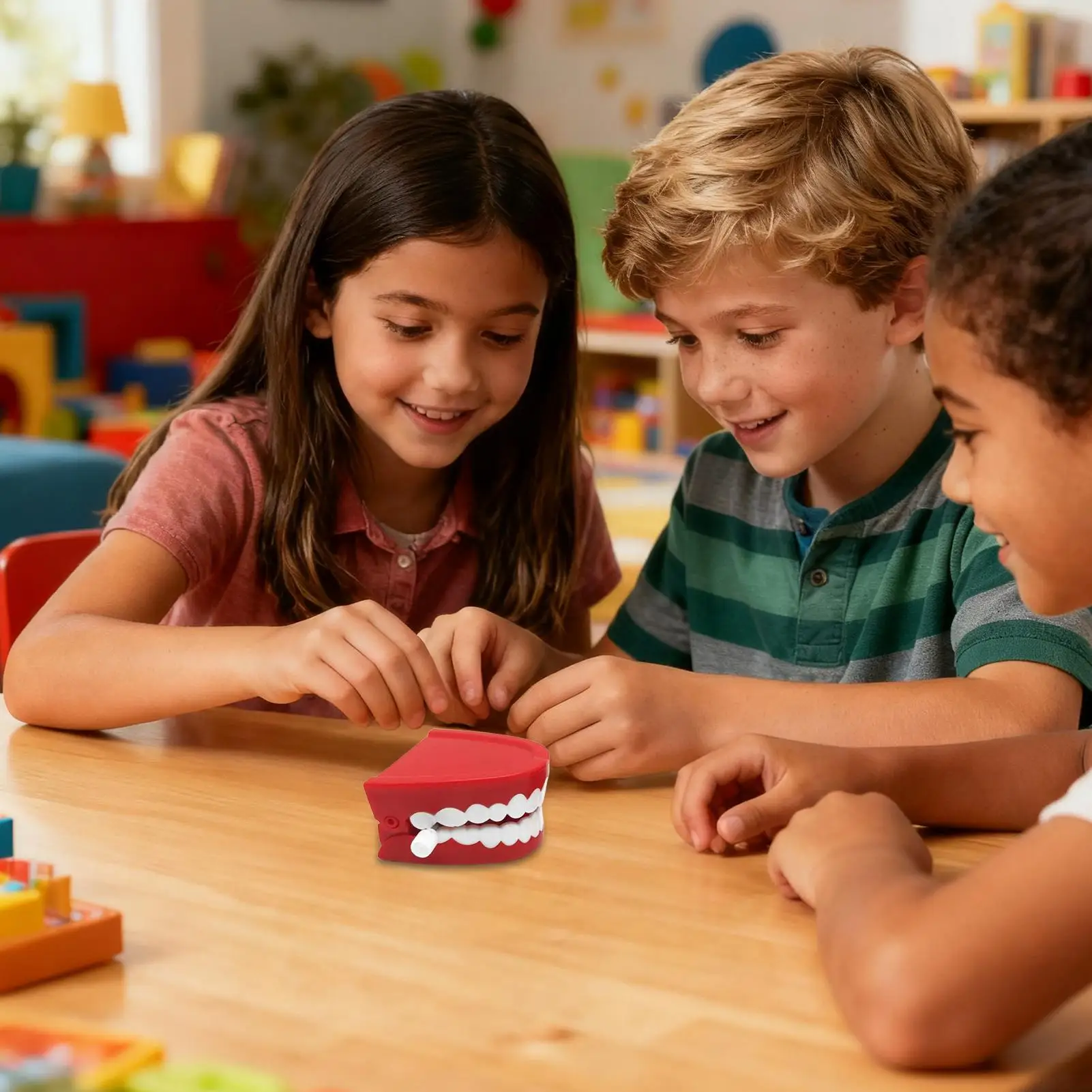 ของเล่นฟันหมุนได้ ของเล่นตลกแบบไขลาน ฟันเดินได้ ของเล่นฟันหมุนได้สำหรับเด็กและครอบครัว