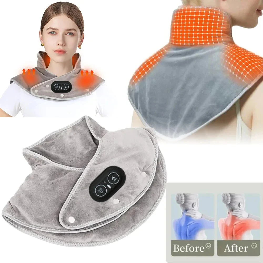 Electric Heating Shoulder Neck Pad Relief Relaxed Soft Comfortable Thermal Hot Compress Cervical Shawl USB Heated Back Warm Wrap