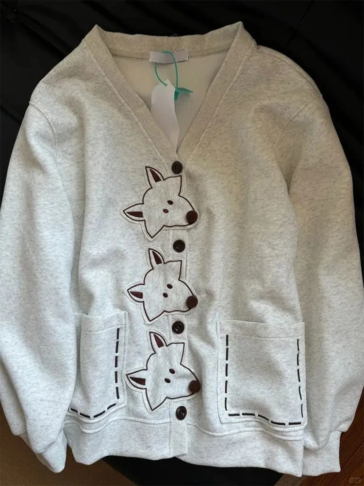 

Толстовки с героями мультфильмов, куртки, женская одежда, карманы с v-образным вырезом, повседневное пальто, уличная одежда, шикарные толстовки, топы большого размера Y2k, 2025 Ropa Mujer