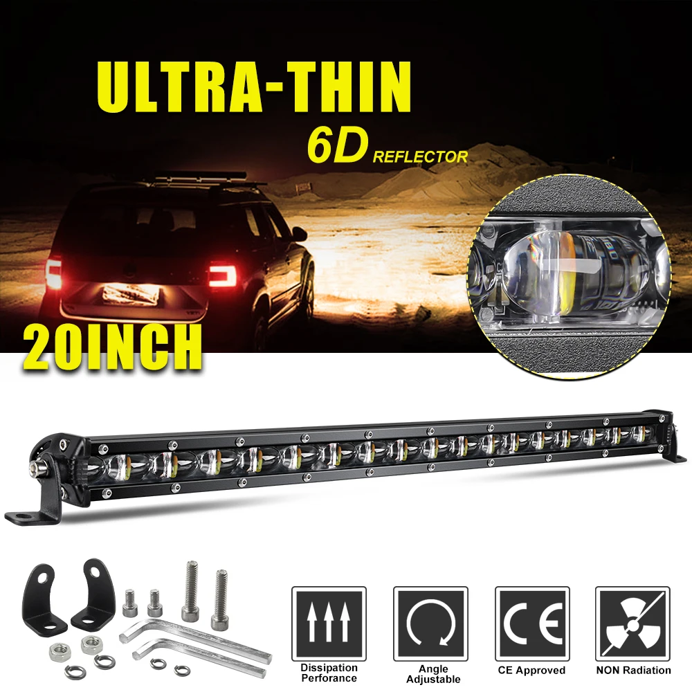 

Braveway LED Work Light Bar Single Row 12V 24V Dual Color Combo Driving Beam 8inch 14inch 20inch for Off Road Car SUV Truck