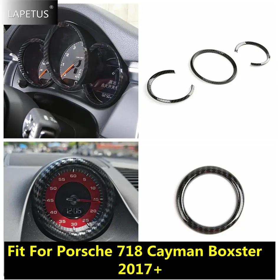 

Accessories Car Compass Circle Stopwatch Ring Dashboard Frame Cover Trim For Porsche 718 Cayman Boxster 2017 - 2021 Carbon Fiber