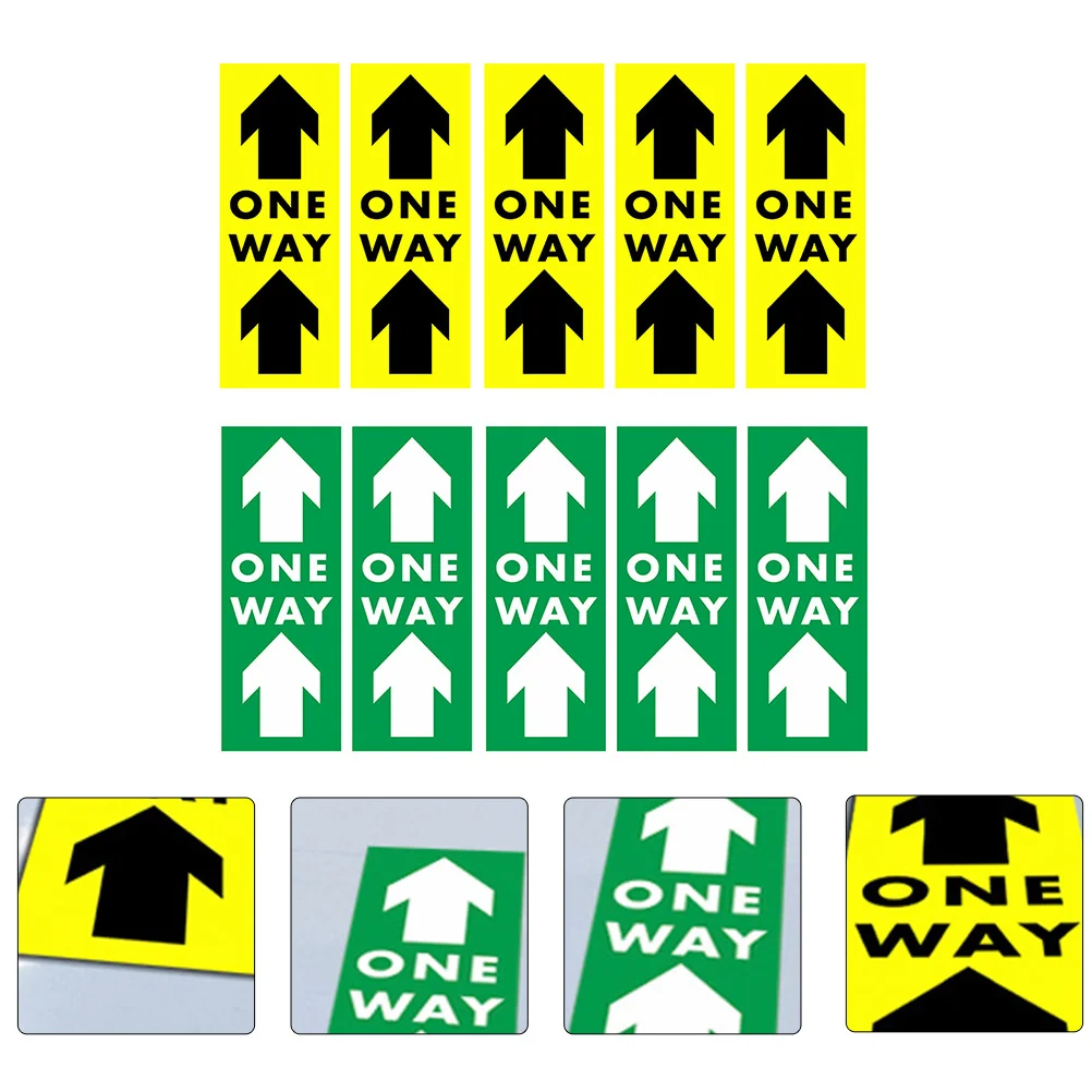 10pcs Safety Floor Decals One Way Arrow Sticker Durable Pvc Ground Sign For Supermarket Mall Bank Store Social Distance Warning