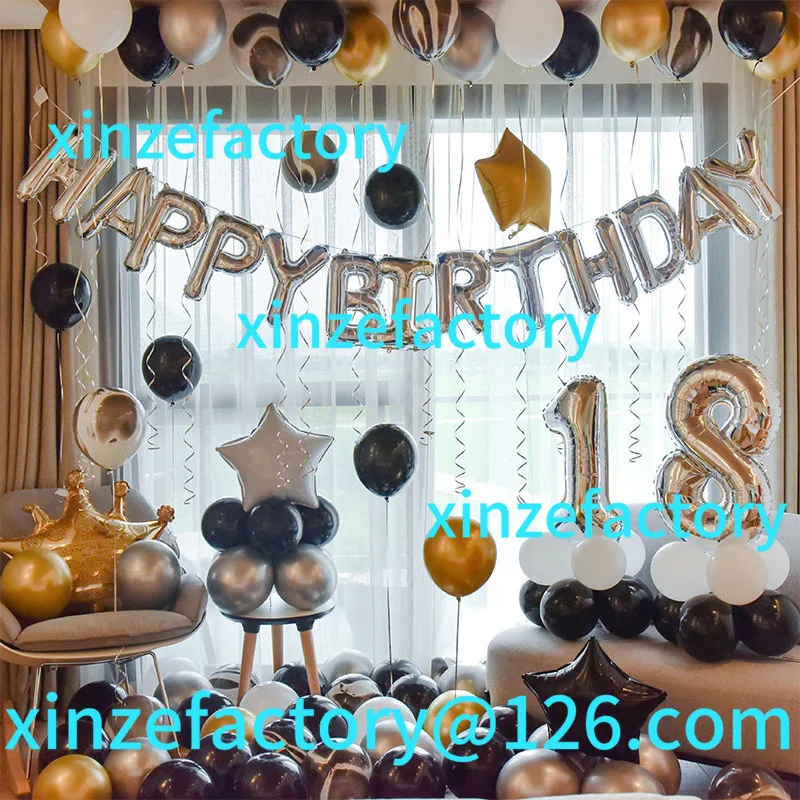 Customizable girl happy birthday balloon decorations scene arrangement