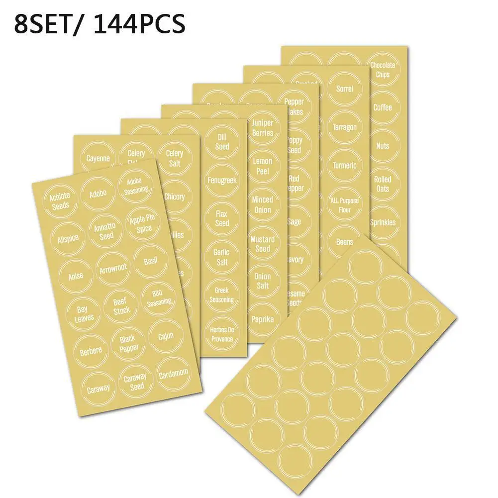 144Pcs Keuken Etiketten Stickers Voor Ingrediënten Spice Potten Fles Container Voedsel Clear Items Mark Op Kan Storgae Doos