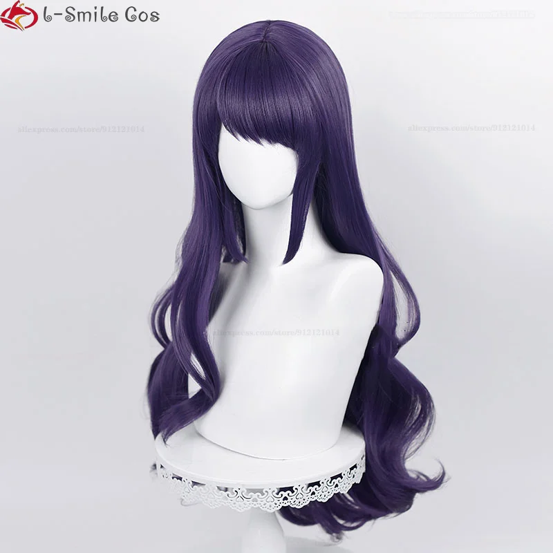 Anime Marin Kitagawa peruka do cosplay 80cm długie kręcone peruki ciemnofioletowe żaroodporne włosy syntetyczne Kitagawa Marin peruki na Halloween