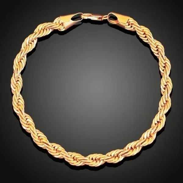 3mm Plated 18k Gold Fried Dough Twist Chain Necklace Bracelet Hip-hop Twisted Rope Cuban Lovers Party High-end Jewelry Gifts