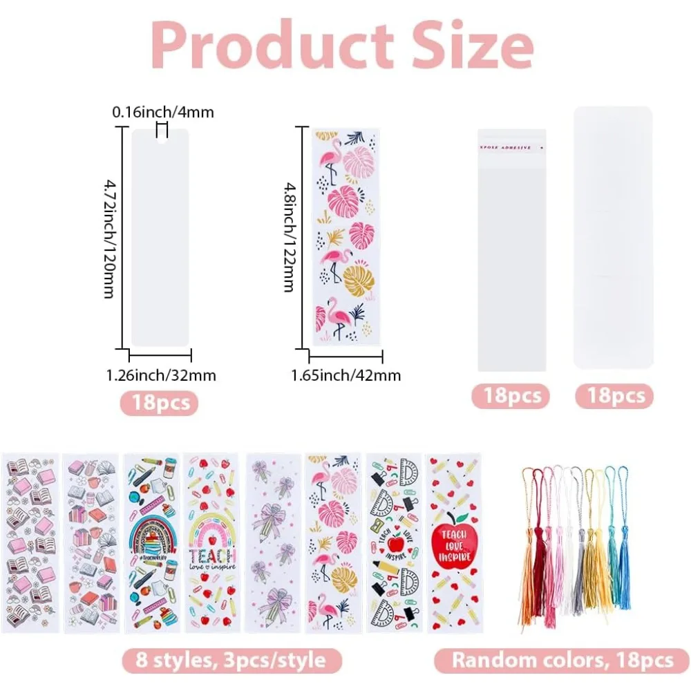 DIY Bookmake Making Kits Including Transparent Acrylic Board Blank Paper Card Tassels UV Stickers Mixed Color