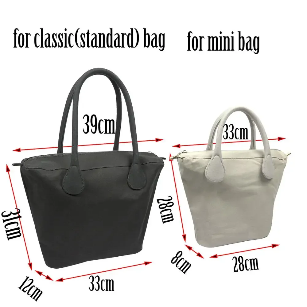 TANQU New Long Short Round Canvas Fabric Handle with classic mini Insert inner pocket for Obag Classic Mini O Bag Women Handbag