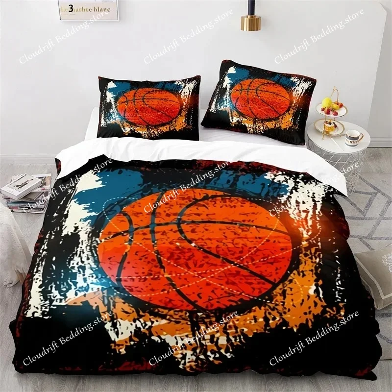 

Boys Basketball Bedding Set Sports Theme 3D Ball Duvet Cover Full King For Teen Men Microfiber Competitive Game Comforter Cover