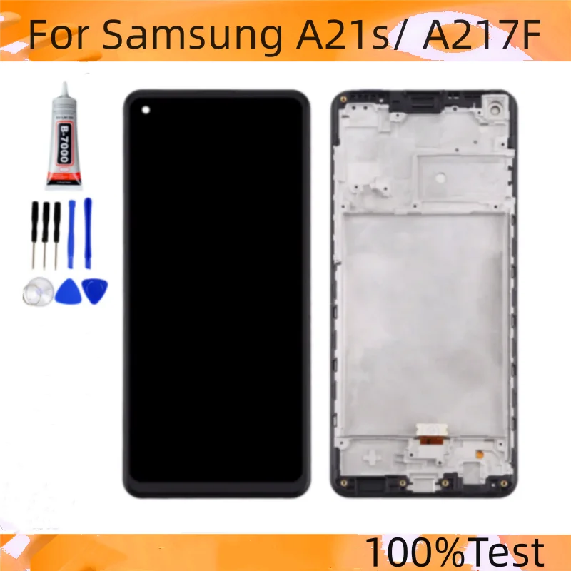100% протестированный сенсорный ЖК-экран для Samsung Galaxy A21s A217 A217F, дигитайзер для Samsung A21s SM-A217F/DS, замена дисплея