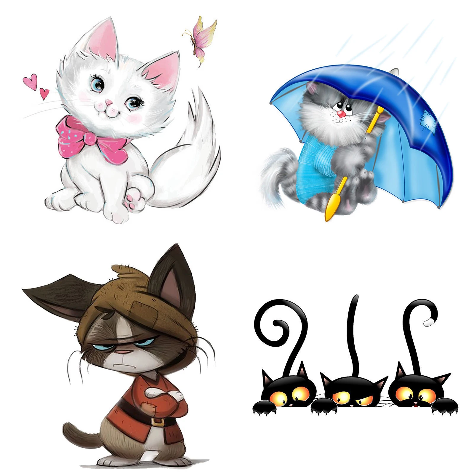 

Cute Cats Wall Sticker Bathroom Toilet Decor Living Room Cabinet Refrigerator Home Decoration Water-proof Decal