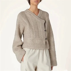 Mashu Jacket In Cashmere High Quality Overlapping Kimono-Style Knitwear 2024 New Luxury Design Women's Cardigain