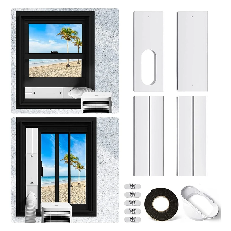 

Portable AC Window Kit With Coupler, Adjustable AC Vent Kit Universal Window Seal Kit For Air Conditioner