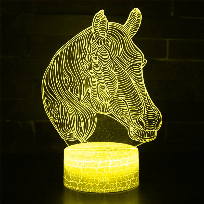 Nighdn 3D Night Light for Kids Horse Head Touch 7 Color Change USB LED Illusion Lamp Birthday Christmas Gift for Boys and Girls