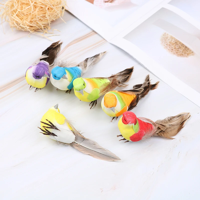 

New 1Pc Artificial Feather Birds Nest Decorative Mini Swallows Home Garden Ornaments