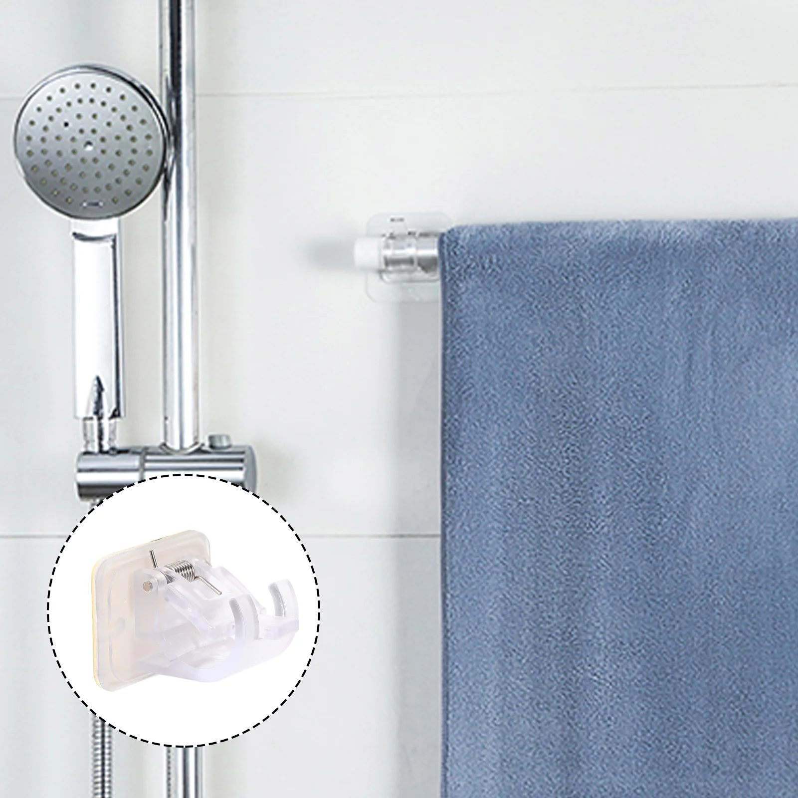 

8pcs Bath Curtain Fixing Clips Set Self Adhesive Rod Holders For Shower Curtain Support Non Scratch Waterproof Modern Style Easy