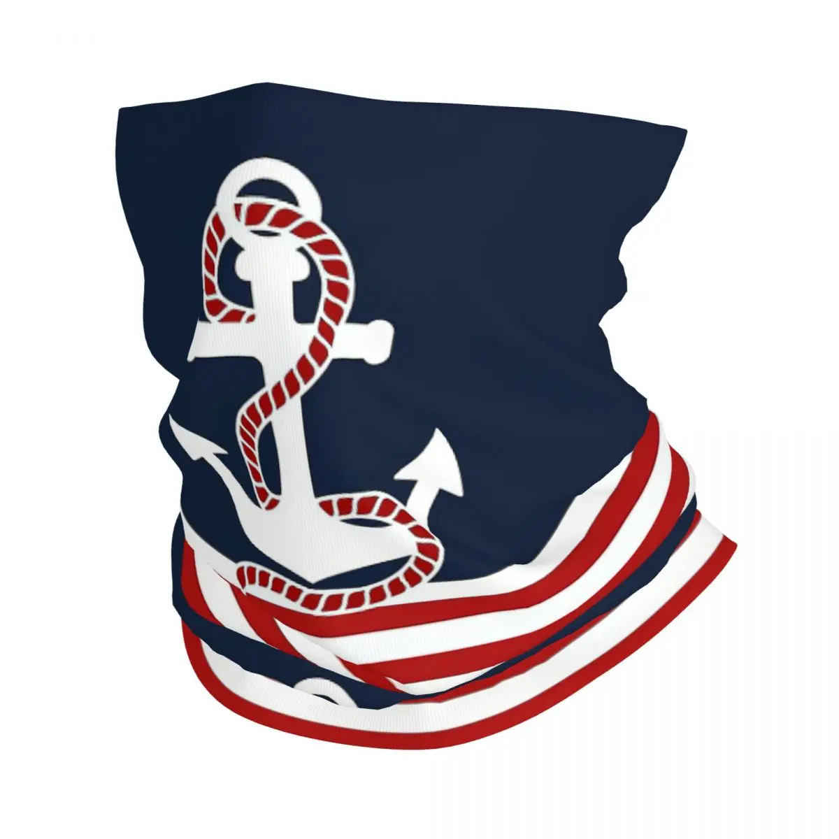 Nautical Red Navy Anchor Bandana Neck Gaiter Printed Face Scarf Multi-use Face Mask Outdoor Sports for Men Women Adult Washable