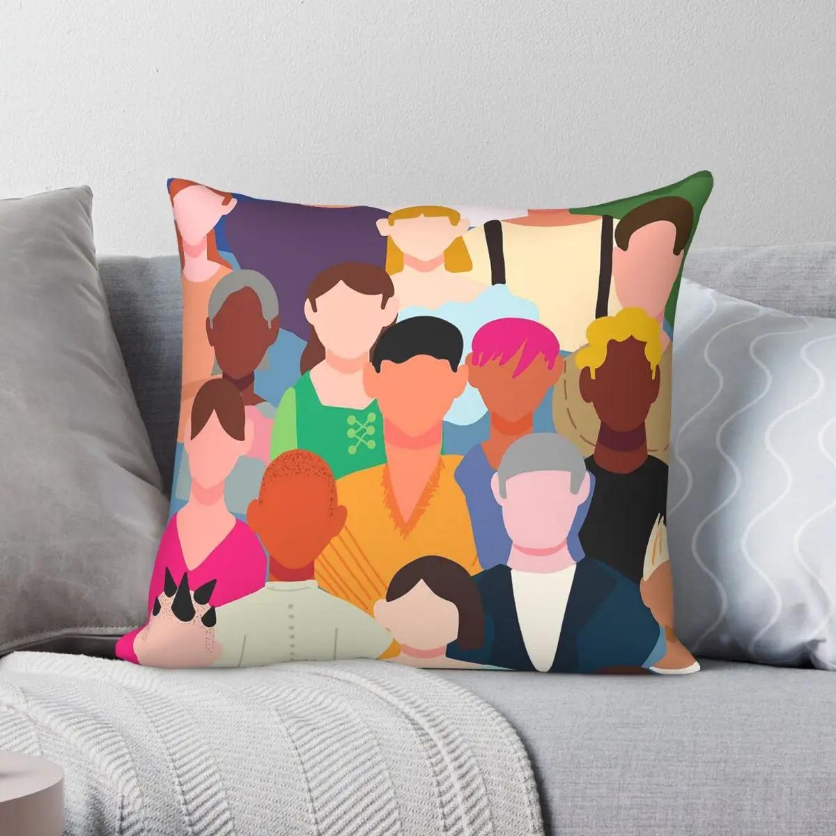 We Are One Colors Of Humanity Pillowcase Polyester Linen Velvet Pattern Zip Decor Pillow Case Home Cushion Case