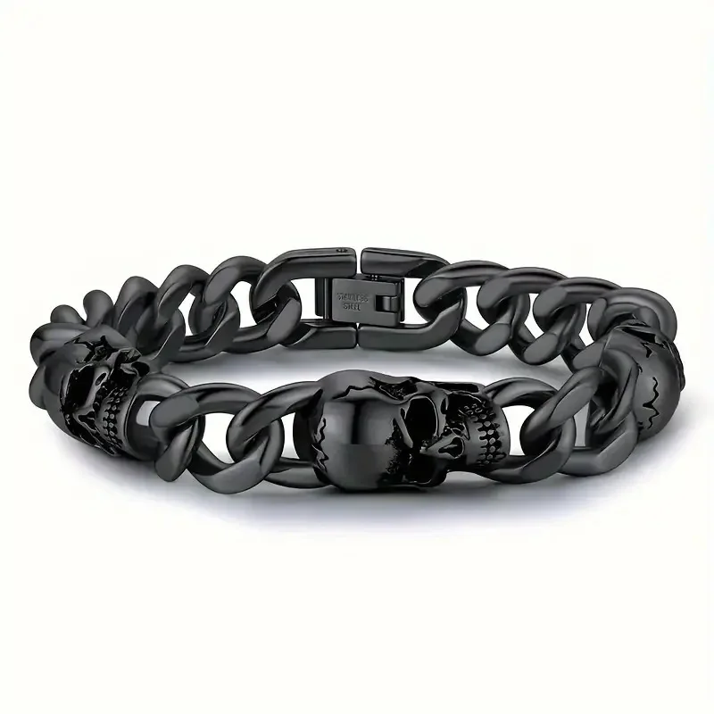2026 Hot Men's Skull Bracelet - Titanium Steel Punk Style, Niche Unique Trendy Fashion Accessory