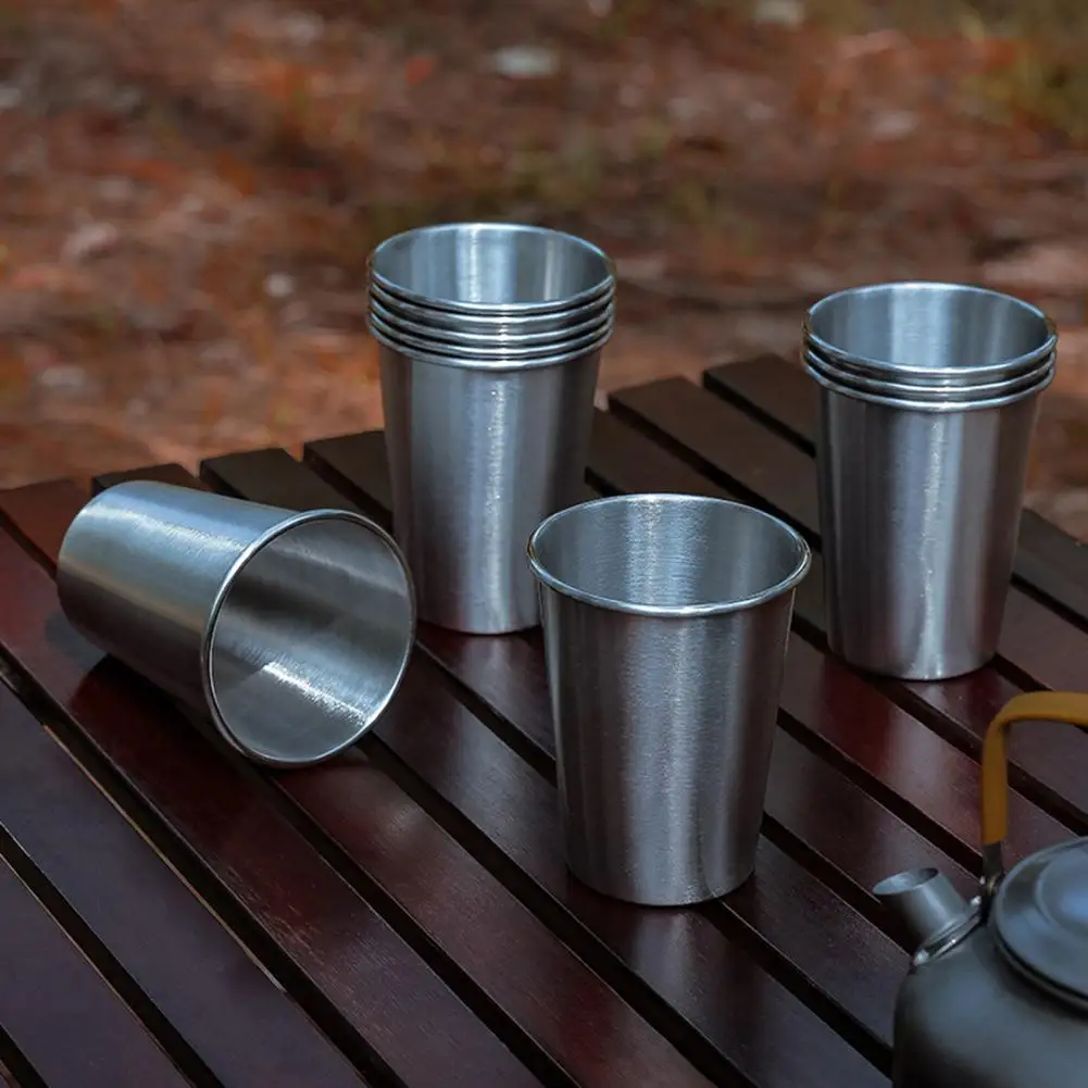 350ml Water Cup Convex Bottom Wear-resistant Stainless Steel Curled Rim Coffee Cup for Outdoor 