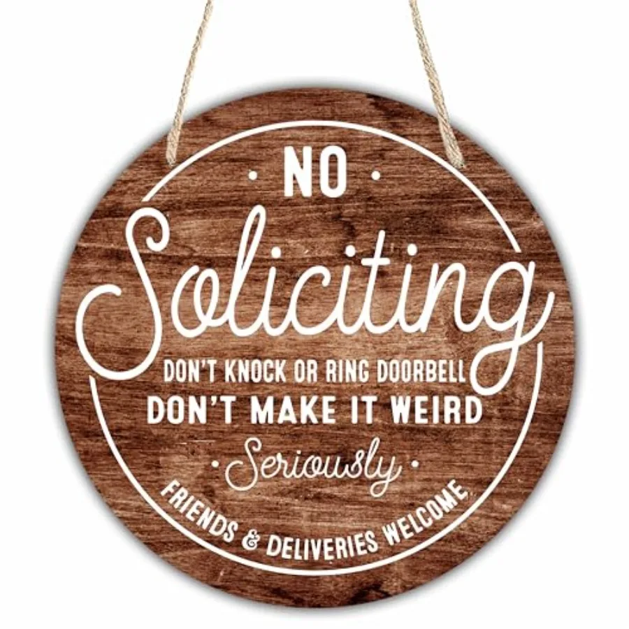 Funny Wooden No Soliciting Front Door Sign