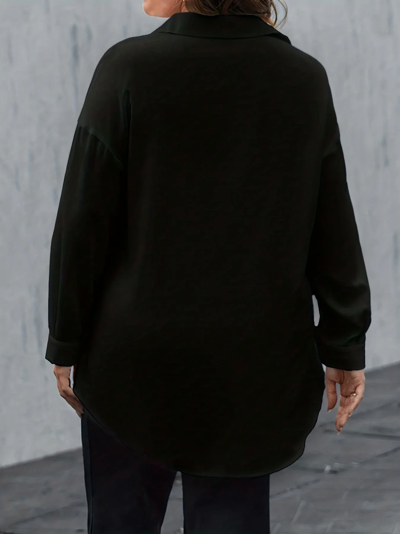 Women's Elegant Satin Button-Down Shirt – Plus-Size Long-Sleeve Formal Office Top