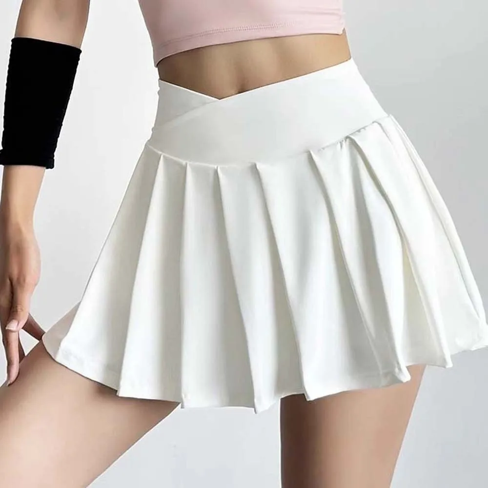 Falda plisada combinada en una de cintura alta, ropa ajustada para Fitness, pantalones cortos de tenis Fillibeg, falda elástica transpirable antivaciada
