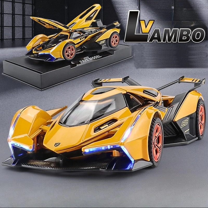 

1:23 alloy model V12 fit, simulated sports car bedroom tabletop ornament children, toy car surprise small gift
