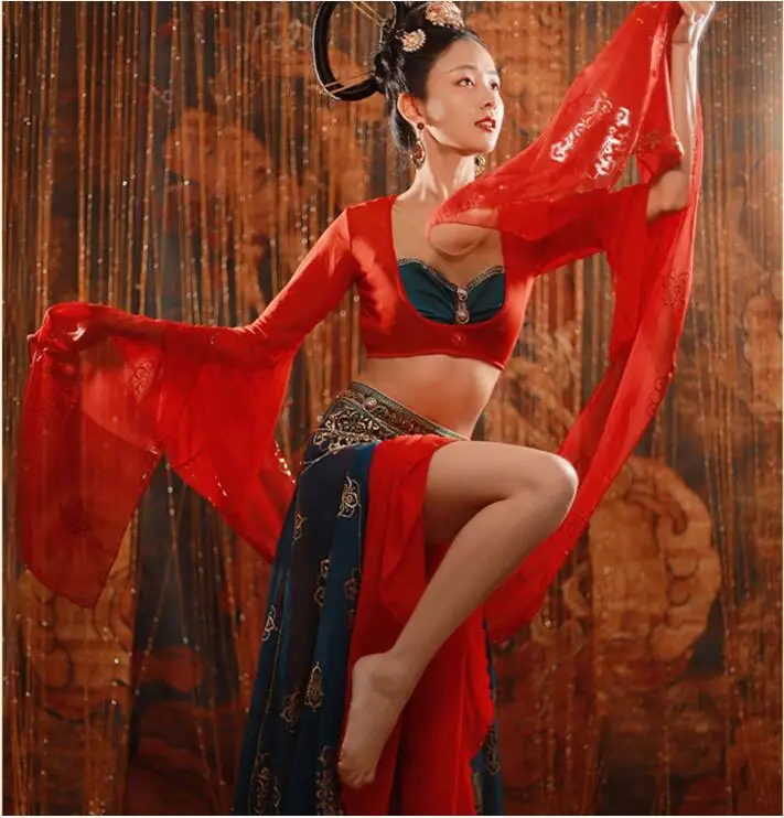 

Spring Chinese Women Hanfu Classical Dance Dress Dunhuang Perform Suit