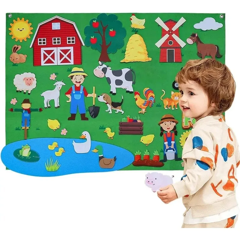 My Daily Calendar,Farm,Transportation Felt Story Board For Toddlers,Preschool Education Storytelling Montessori Toys for Kids