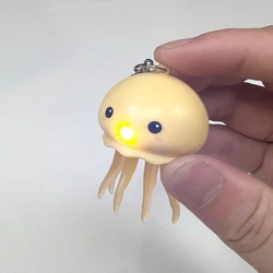 Anime Ornament Keychain for Backpack Glowing and Sound Jellyfish Pendant Keyring Octopus Toy Keychain Cartoon Jewelry