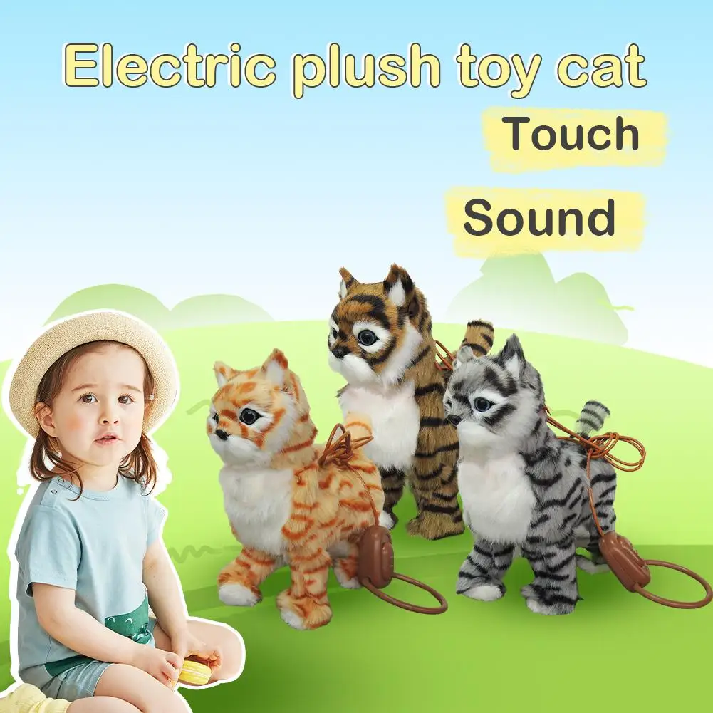 Robot chat électronique en peluche chat chantant chansons chien marche chaton enfants jouet contrôle Animal enfants chat laisse musique électrique W8A5
