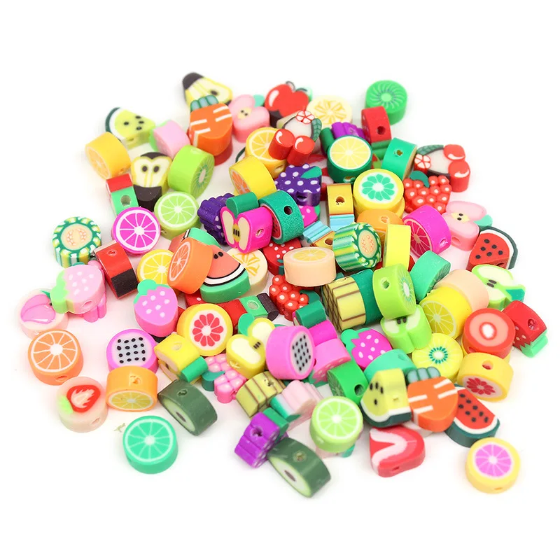 54 Types Of Fruit Mixed Soft Pottery Beads Loose Spacer Beads For Jewelry Making DIY Bracelet Necklace Accessories