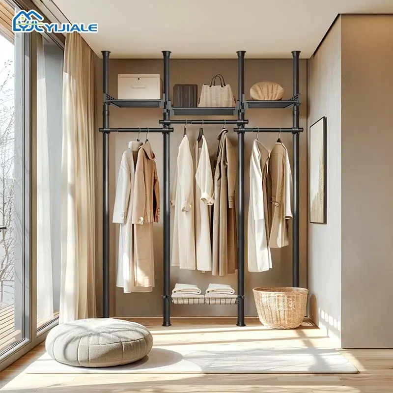 YIJIALE ISO Certified Top-rated DIY Combination Wardrobe Bedroom Furniture Tension Rod Clothes Closet